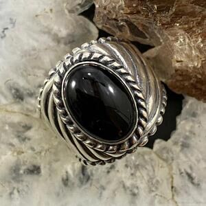 Carolyn Pollack Sterling Silver Oval Black Onyx Decorated Shield Ring For Women